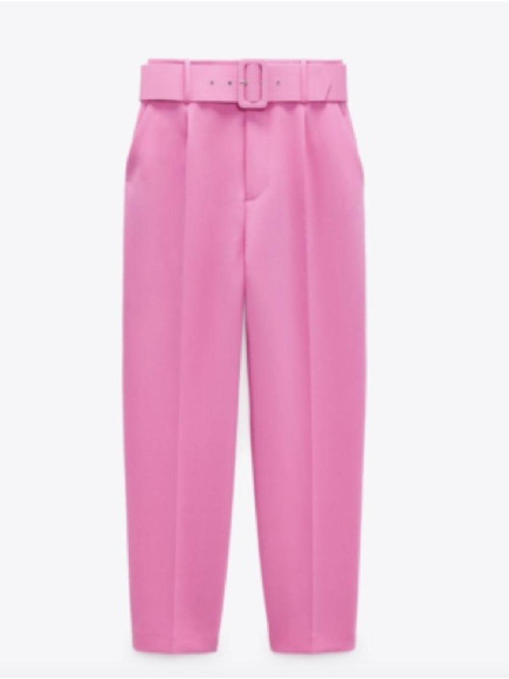Zara Belted High-Waist Pink Tapered Trousers